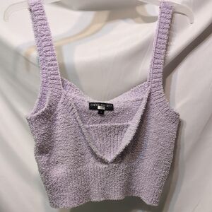 Central Park West Lavender Terry Cloth Knit Tank Top
